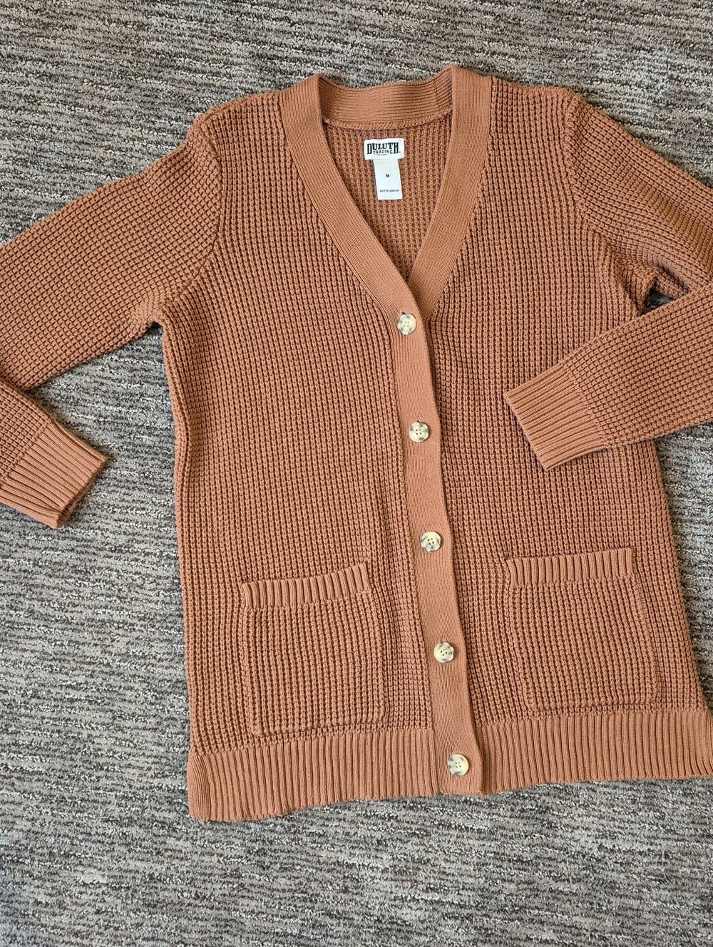 Duluth Heritage Waffle Stitch Cardigan Sweater, NWOT
